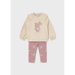 Mayoral Krem Renk Ayıcıklı Sweat ve Pembe Ayıcık Baskılı Tayt - 00406 Pembe - 18 Ay