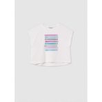 Mayoral Yazlık Kız Çocuk Baskılı T-Shirt - Ekru - Siyah - 10 Yaş