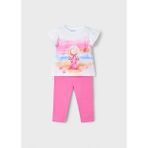 Mayoral Yazlık Kız Çocuk Baskılı T-Shirt Kapri Tayt Takım- Pembe - 4 Yaş