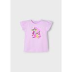 Mayoral Yazlık Kız Çocuk Baskılı T-Shirt - Mor - Pembe - 4 Yaş