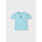 Mayoral Yazlık Kız Çocuk Kalp Detaylı T-Shirt - Su Yeşili - 8 Yaş