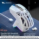 Maypal Smailwolf M3 Pro Plus Kablosuz Oyuncu Mouse PAW3311 Sensör - 3 Modlu 12000 Dpı Manyetik Şarj Standlı Rgb 65G Ultra Hafif Fare 1000Hz 1k Hız - M8 White Contour