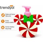 Mays 3D Studio 3D Baskı Şeker Temalı Köpük Sabunluk | Dekoratif Sıvı Sabun Dispenseri | Kırmızı Beyaz Tasarım