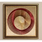 May's Nest Filografi Tablo - 50x50 cm Modern Duvar Dekoru - Kırmızı ve Altın Sarısı Tel Sanatı