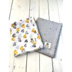 Mayu Baby Collection 2 Adet Müslin Çok Amaçlı Örtü Bebek Battaniyesi 80 x 100 cm - Sarı - Gri