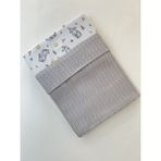 Mayu Baby Collection Örgü Pike ve Müslinli Bebek Battaniyesi - Çok Amaçlı Örtü -Çift Taraflı Kullanım - Gri