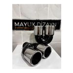 Mayuk Dizayn 76mm Paslanmaz Krom Egzoz Ucu Düz Eşit Uçlu Çift Çıkışlı Her Araca Uyumlu 1 Adet