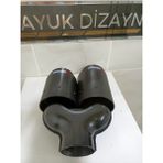 Mayuk Dizayn Akrapovic 90MM Çiftli Içi Krom Sağ-Sol Set Her Araca Uyumlu Egzoz Ucu