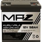 Maz Akü 12 Volt 50 Amper (Ah) Kuru Agm Vrla Güç Kaynağı Ups Akü
