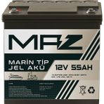 Maz Akü 12 Volt 55 Amper (Ah) Marin Jel Vrla Akü (Yat Tekne Akü)