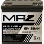 Maz Akü 12 Volt 55 Amper Kuru Agm Vrla Güç Kaynağı Ups Akü - 12V55AH
