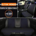 Mazda 3 Sedan 2004–2021 Uyumlu 7 Parça Kapitone Araba Koltuk Kumaş Kumaş Siyah Mavi - Kaymaz | Trobus - Siyah - Mavi