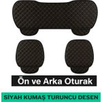 Mazda 6 2002–2021 Uyumlu 3 Parça Kapitone Oturak Araba Koltuk Kumaş Siyah Turuncu - Kaymaz | Trobus - Siyah - Turuncu