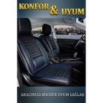Mazda Lantis Deri Oto Koltuk Kılıfı Ön Arka Set Plus Serisi Siyah Mavi Scr - Siyah - Mavi