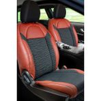 mazda Lantis ile Uyumlu Lüx Deri Süet Oto Koltuk Kılıfı Ön Arka Takım Premium Kırmızı Siyah - Kırmızı - Siyah