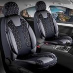 Mazda Lantis Lüx Deri Detaylı Oto Koltuk Kılıfı Ön Arka Takım Cyrus SİYAH BEYAZ