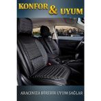 Mazda Lantis Lüx Deri Oto Koltuk Kılıfı Ön Arka Takım Set Safir Serisi SİYAH BEYAZ