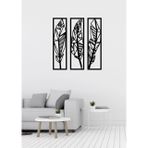 Mazemac Geometrik Kuş Tüyü Figürlü Üçlü Dekoratif Metal Duvar Süsü 20 x 80