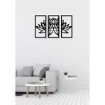 Mazemac Lotus Çiçeği Figürlü Üç Parçalı Dekoratif Duvar Süsü 70 x 50