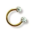 Mazen 316L Gold Kararmaz Cerrahi Çelik Kristal Taşlı Kıkırdak Dudak Burun Septum Tragus Piercing - 8 mm - Altın