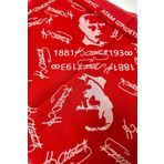 MAZEN Kırmızı Renk Çok Amaçlı Bandana Fular Atatürk Resim ve İmzalı ( 29 Ekim, 23 Nisan, Cumhuriyet )