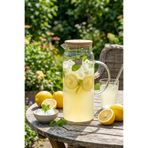 MAZENEF Geniş Hacimli ve Sağlıklı: Doğal Bambu Kapaklı Cam Sürahi | Karaf - 1500 ml