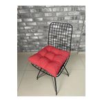 Mazi Home Dekoratif Pofidik Puantiyeli Kırmızı Sandalye Minderi Özel Düğme Dikişili Bağcıklı 40x40cm