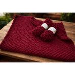 Mazsay El Örgüsü Parmak Ip Bebek Battaniyesi Baby - Bordo