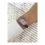 Mazzy Vintage Oval Gümüş İçi Pembe Kadın Kol Saati