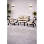 Mb Garden Furnıture Dream Balkon, Bahçe Takımı, Cafe, Metal Kanepe, Koltuk Takımı, Bahçe Mobilyası, 2+1+1 Sehpalı Bej