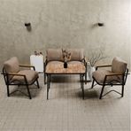 Mb Garden Furnıture Simetri Model, Balkon, Bahçe, Cafe, Metal Koltuk Takımı, Bahçe Takımı , Çay Seti, 2 1 1 Masa Cappuccıno Cappuccino