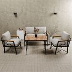 Mb Garden Furnıture Simetri Model, Balkon, Bahçe, Cafe, Metal Koltuk Takımı, Bahçe Takımı , Çay Seti, 2 1 1 Masa Krem