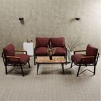Mb Garden Furnıture Simetri Model, Balkon, Bahçe, Cafe, Metal Koltuk Takımı, Bahçe Takımı ,çay Seti , 2+1+1+ Orta Sehpa Bordo