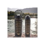 M&B Water Bottle 2'li Motivasyonel Matara Seti, 2000ml + 900ml, Siyah, Pipetli Sporcu Su Şişesi