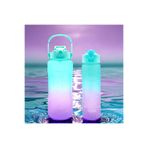M&B Water Bottle 2'li Motivasyonel Matara Seti, 2000ml + 900ml, Turkuaz, Pipetli Sporcu Su Şişesi