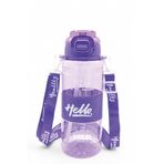 M&B Water Bottle Hello Pipetli Suluk, 800 ml, Mor, Renkli Boyun Askılı Çocuk Suluğu