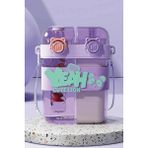 M&B Water Bottle Yeah Çift Bölmeli Suluk - Renkli Boyun Askılı Çift Içimli Okul Çocuk Suluğu Bpa Içermez - Mor