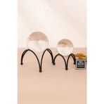 Mba Decor Metal Bending Art 2'Li ( İkili ) Siyah Kristal İçi Dolu Cam Küre Paslanmaz Masaüstü Sehpa Ofis Ev Dekorasyon Ahtapot