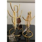 Mba Decor Metal Bending Art 2'Li ( Ikili ) Takı Standı Takılık Düzenleyici Organizeri Kutusu Dekoratif 26X21Cm Gold Dekor