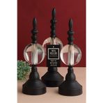 Mba Decor Metal Bending Art 3'Lü Siyah Kristal Içi Dolu Cam Küre Paslanmaz Zigon Orta Sehpa Yemek Masası Ev Ofis Dekorasyon