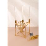 mba decor metal bending art Florya Model Metal Gold 3 lü Şamdan Üçlü Mumluk Dekoratif Mumluk 20cm Paslanmaz Ev Dekorasyon