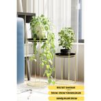 Mba Decor Metal Bending Art Gold Paslanmaz Metal Ayaklı İkili Çiçeklik - Dekoratif Saksılık & Vazo İçin Şık Tasarım