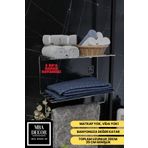 mba decor metal bending art Gümüş Metal Yapışkanlı 2 Katlı Banyo Rafı | Havluluk Askılı Montaj Gerektirmeyen Duvar Rafı