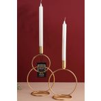 mba decor metal bending art Ikili Gold Şamdan Mumluk Dekoratif Dekorasyon Paslanmaz Kaplama Dolu Demir 28 Cm Glamor Zigon Sehpa