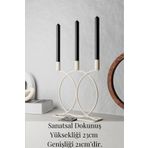 mba decor metal bending art İskandinav Tarz 3’lü Metal Şamdan Mumluk Krem Geometri, Modern Dekoratif Ev Aksesuarı Minimalist