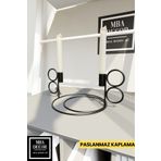 mba decor metal bending art Kandil Model Metal 2 Li Siyah Şamdan İkili Mumluk Dekoratif Mumluk Paslanmaz Kaplama Ev Dekorasyon