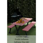 Mba Decor Metal Bending Art Lastikli Kırmızı Beyaz Pötikare Masa Örtüsü | Leke Tutmaz Su Geçirmez Piknik Bahçe Örtüsü Yazlık