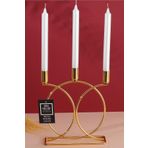 mba decor metal bending art Metal Geometrik 3 Lü ( Üçlü ) Gold Şamdan Mumluk Dekoratif Mumluk 23cm Paslanmaz Kaplama Ev Dekorasy