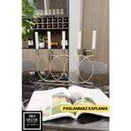 mba decor metal bending art Metal Gümüş Double Geometri Masaüstü Şamdan Mumluk Dekoratif Mumluk Paslanmaz Ev Dekorasyon 45cm