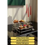 mba decor metal bending art Prisma Model Gümüş Aynalı Sunum Tepsisi – İkili Set | Dekoratif & Şık Sunum 30x15cm